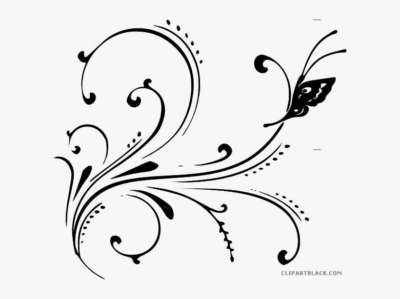 Butterflies Flourish Animal Free Black White Clipart, transparent png download