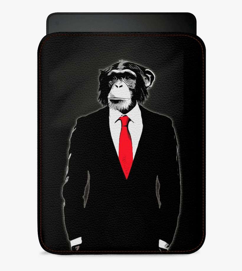 Dailyobjects Domesticated Monkey Real Leather Sleeve - Chimpanzee In A Suit, transparent png download
