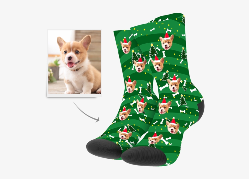 Christmas Custom Socks - Dog Socks Custom, transparent png download