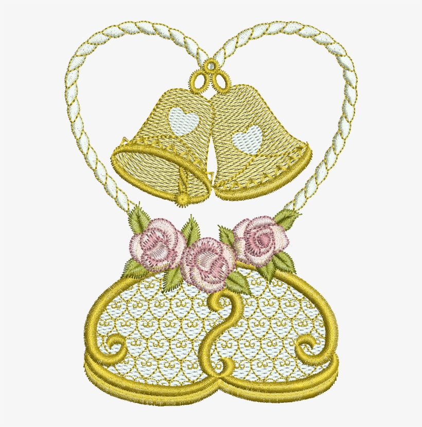 The Gallery For > Golden Wedding Bells Png Golden Wedding - Needlework, transparent png download