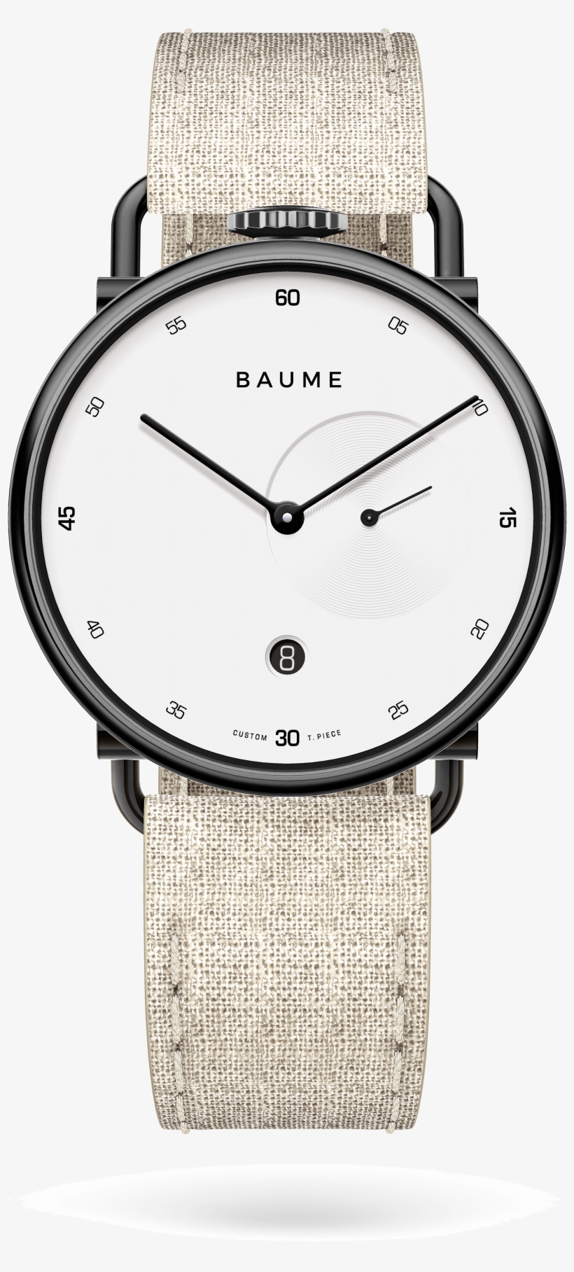 41mmdate Unisex Custom Watch Ronda Black Case Linen - Analog Watch, transparent png download