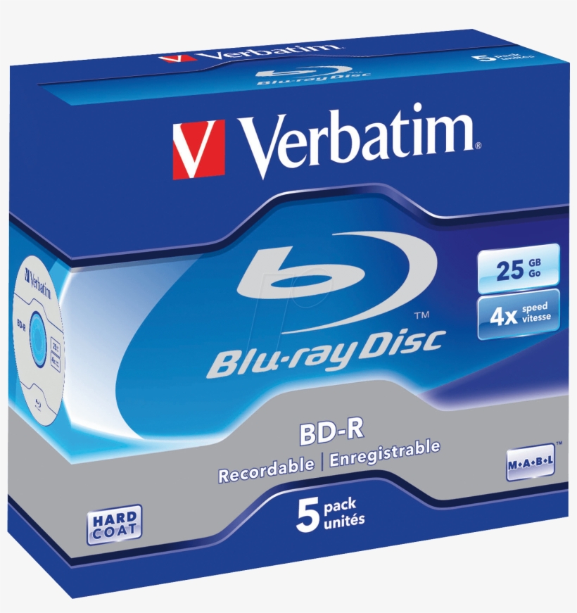 Verbatim Blu-ray Disc 25 Gb Pack Of Five Verbatim - Blu Ray Verbatim 25gb, transparent png download