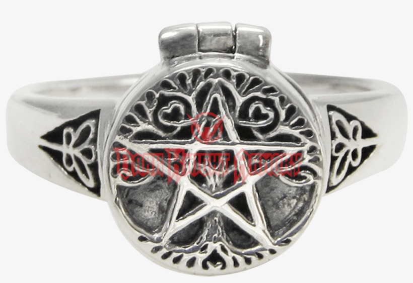 Sterling Silver Tree Pentacle Poison Ring - Silver, transparent png download