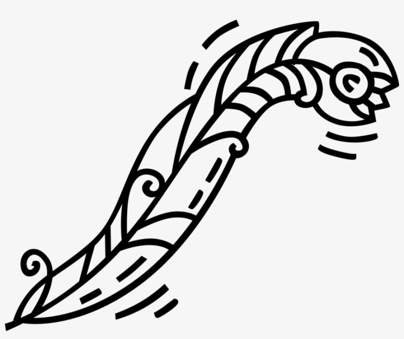 Vector Illustration Of Feather Quill Pen Writing Instrument - Line Art, transparent png download