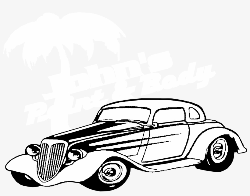 John's Paint & Body Logo Black And White - Antique Car, transparent png download