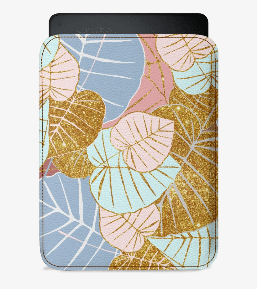 Dailyobjects Floral Gold Real Leather Sleeve Case Cover - Throw Pillow, transparent png download