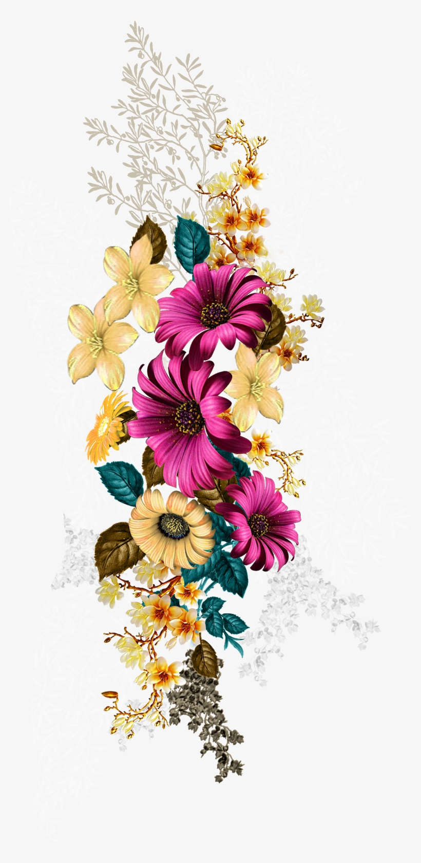 Digital Ladies Dress Pattern, Textile Design Png, Print - African Daisy, transparent png download
