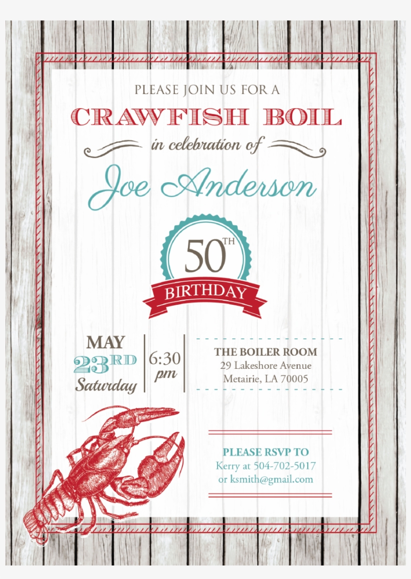 Crawfish Boil Birthday Invitation - Poster PNG Image | Transparent PNG