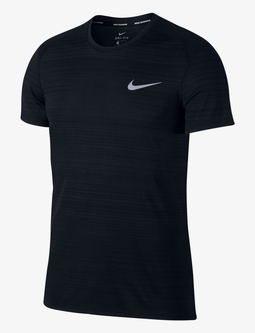 Nike Nike Running Miler Running Shirt Black Texture - Active Shirt, transparent png download
