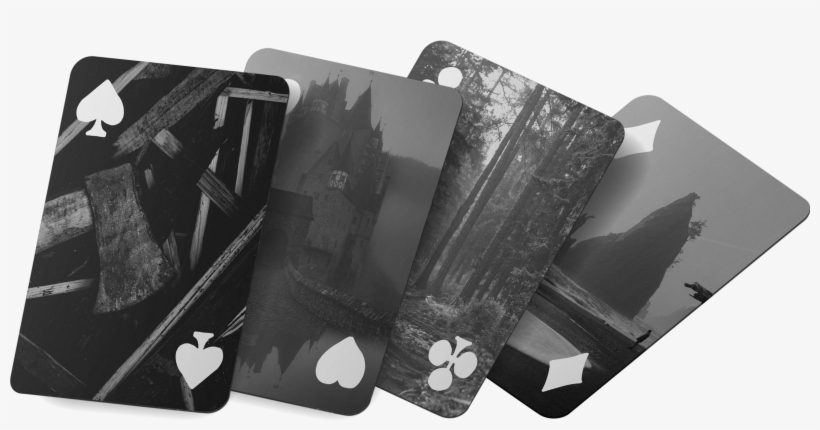 Four Cards Each Showing A Single Suit - Monochrome, transparent png download