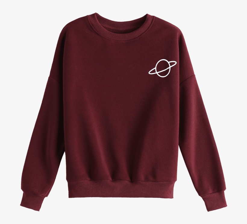 Casual Round Neck Planet Pattern Women Sweatshirt - Pull Gucci Avec Bande, transparent png download
