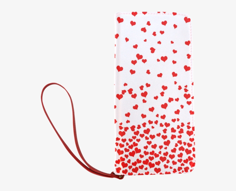 Red Falling Hearts On Pink Women's Clutch ~ Red Floating, transparent png download