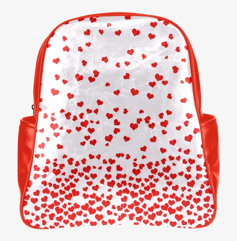 Red Falling Hearts On Pink Multi-pockets Backpack - Throw Pillow, transparent png download