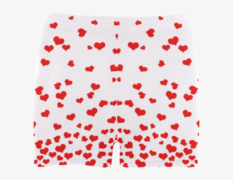 Red Falling Hearts On Pink Briseis Skinny Shorts, transparent png download