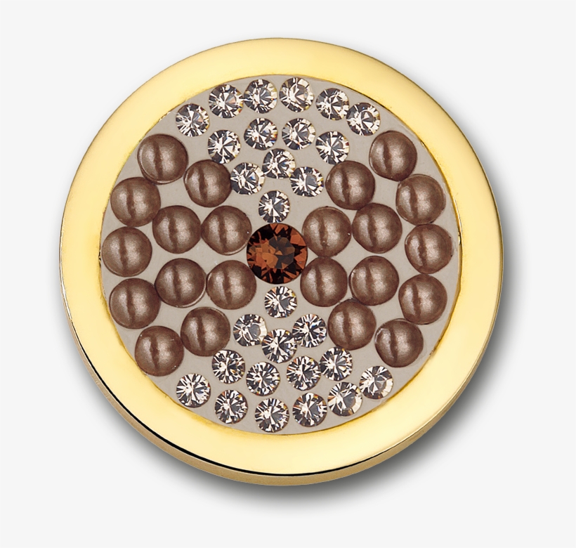 Lazo Smokey Stainless Steel Gold Plated Disc With Swarovski - Circle, transparent png download