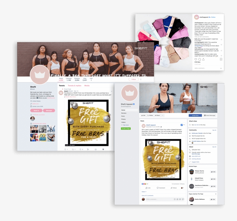Shefit Instagram Twitter Facebook Holiday Campaign - Online Advertising, transparent png download