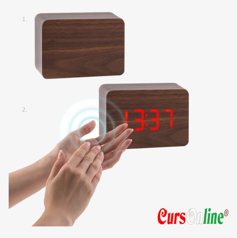 Mini Rectangle Wood Grain Calendar Thermometer Desk - Alarm Clock, transparent png download