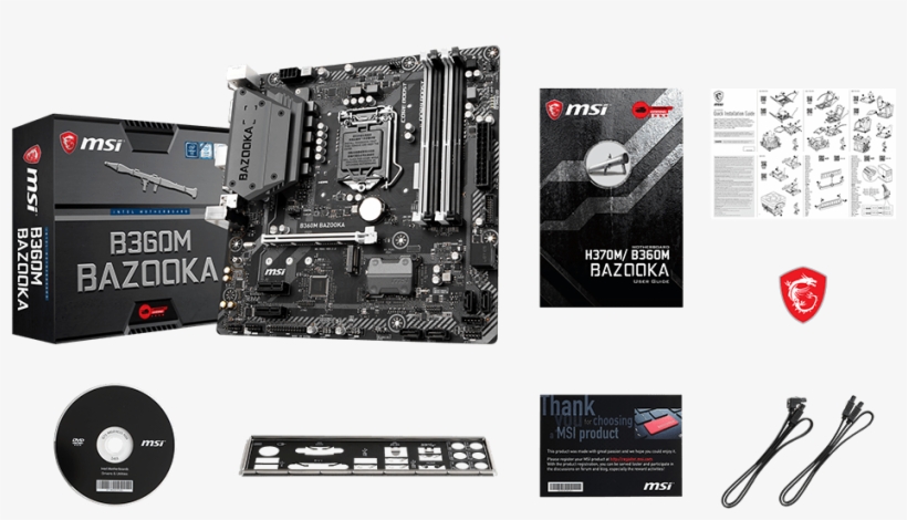 Msi Placa Madre B360m Bazooka Intel Matx 4dimm - Msi B360m Bazooka, transparent png download