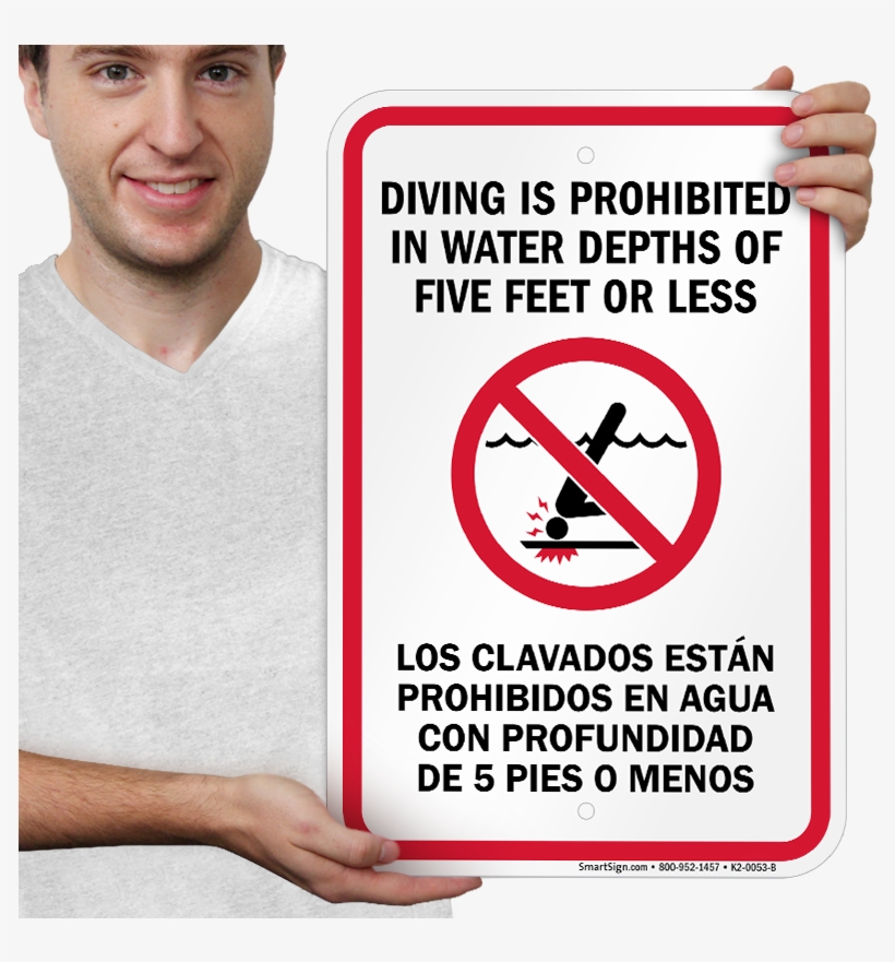 Bilingual Diving Is Prohibited In Water Depths Sign - Signs, transparent png download