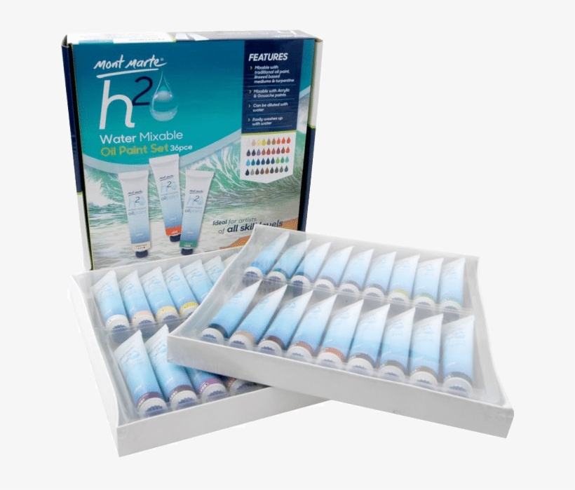 H2o Water Mixable Oil Paint Set 36 Pce - Mont Marte Water Mixable H2o Oil Paint Set 36 Tube,18ml, transparent png download