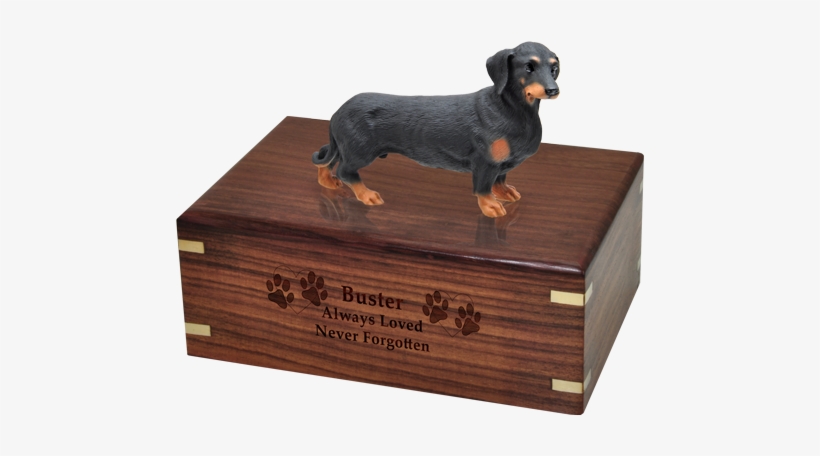 Dachshund Breed Dog Urn With Engraved Wood Base - Black Lab Cremation Urns, transparent png download
