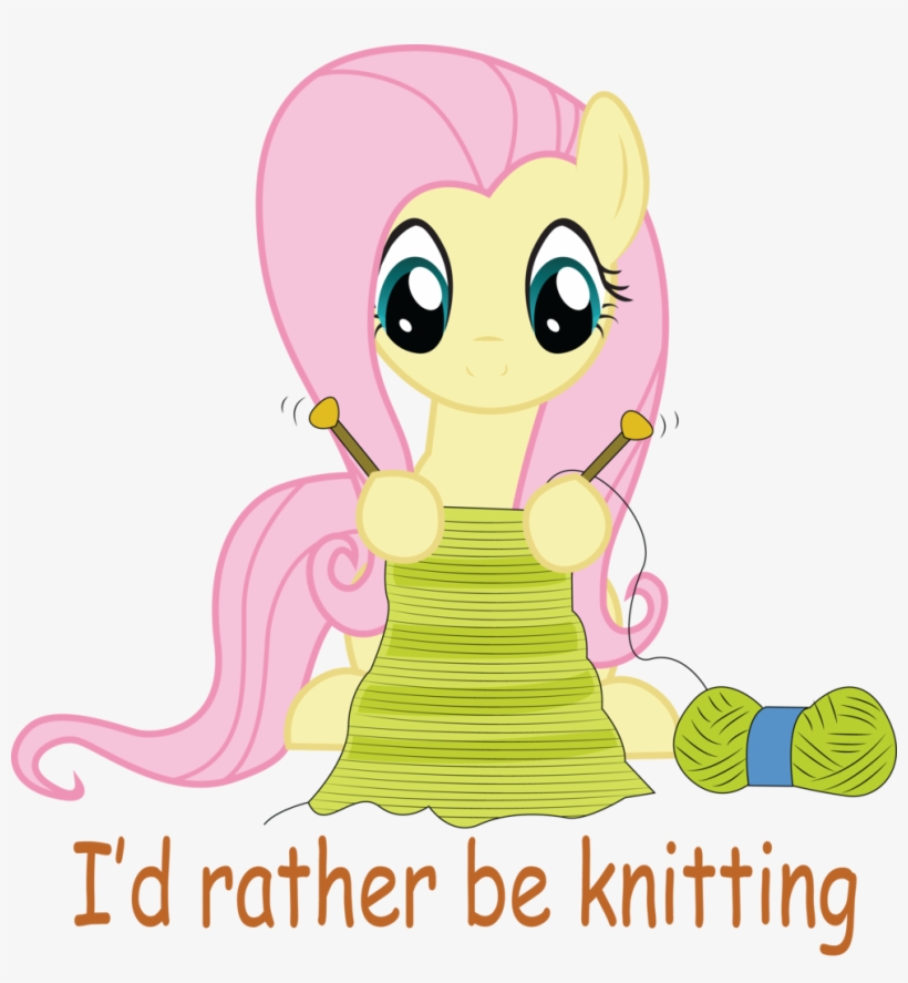 Swivel-zimber, Fluttershy, Knitting, Pony, Safe, Simple - I D Rather Be Knitting, transparent png download