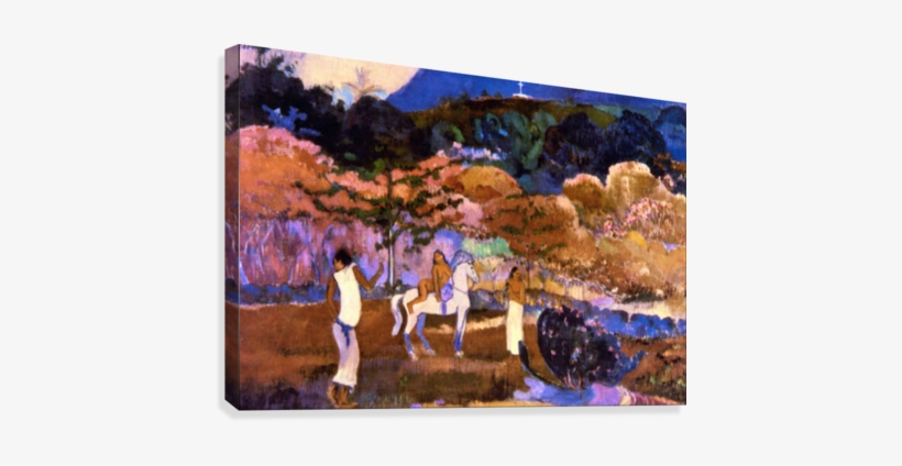 Woman An A White Horse By Gauguin Canvas Print - Woman On White Horse Gauguin, transparent png download