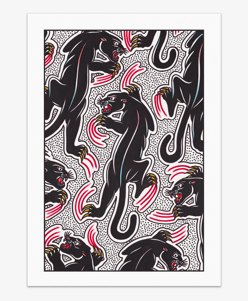 'block Panther' Fine Art Print By Few And Far Collective - Block In Panther Print, transparent png download