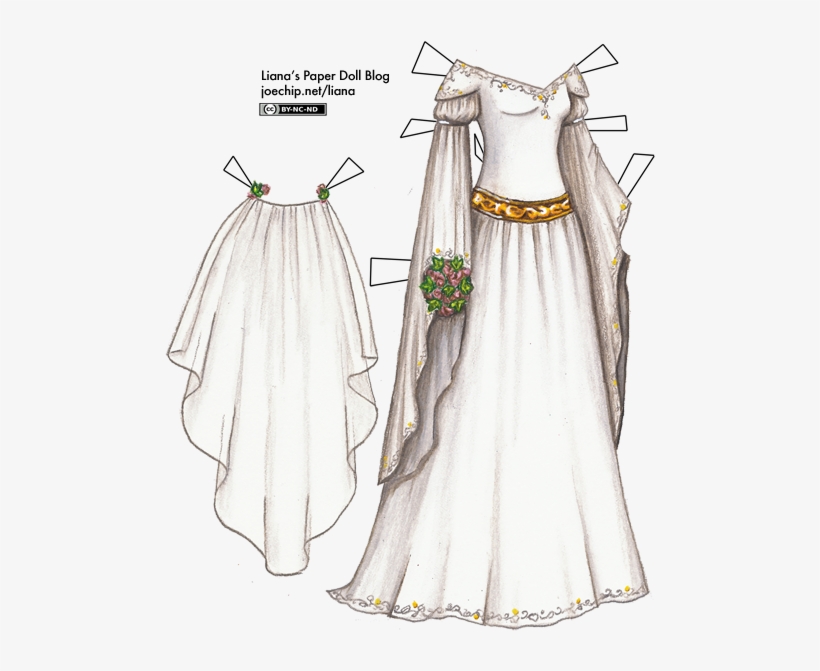 Drawn Wedding Dress Long Dress - 14th Century Wedding Dress, transparent png download