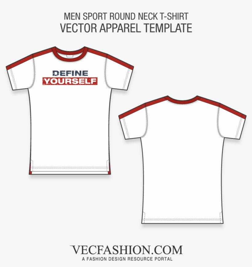 Men Sport Round Neck T-shirt Fashion Flat - Diagram, transparent png download