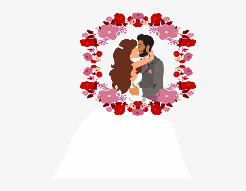 Romantic Bride And Groom Vector Png Clipart With Floral - Bride, transparent png download