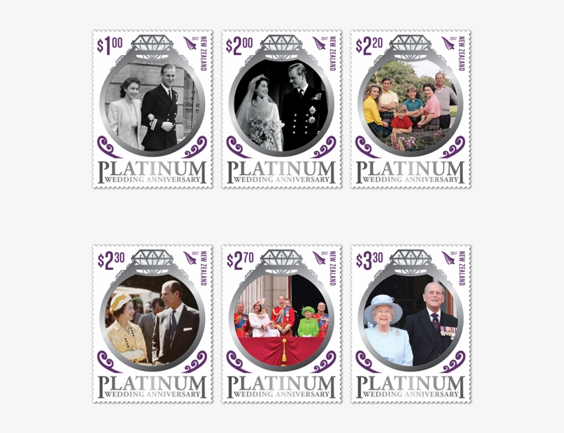 Platinum Wedding Anniversary Set Of Stamps - Stamps Queen Elizabeth Platinum Wedding, transparent png download