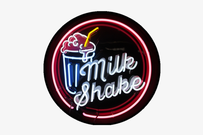 Milk Shakes Glass Circle Real Neon Glass Tube Neon - Calligraphy, transparent png download