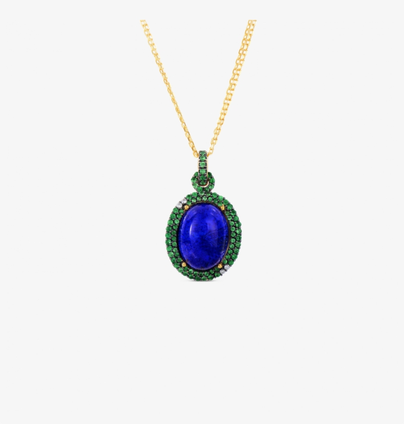 Roberto Coin Art Deco Drop Pendant With Lapis And Tsavorite - Mavi Taşli Kolye, transparent png download