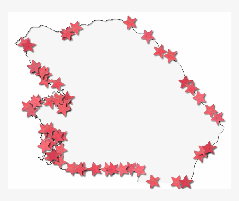 A Map Of Citrus With A Thin Black Outline, Inner Drop - Flower, transparent png download