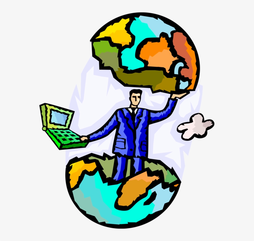 Vector Illustration Of Businessman With Notebook Computer, transparent png download