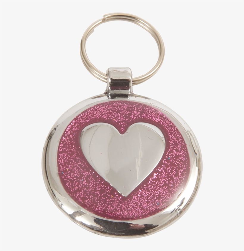 pink heart dog tag