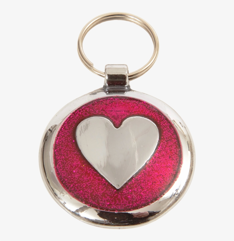 Luxury Glitter Deep Pink Heart Designer Dog Tag Shimmer - Keychain, transparent png download
