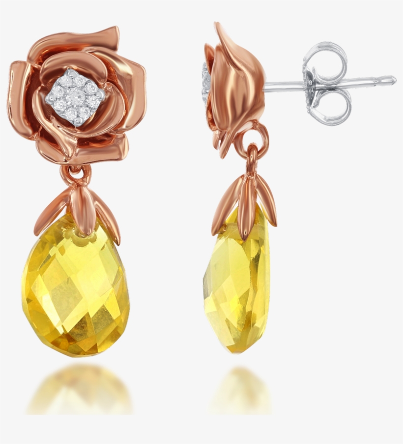 Enchanted Disney's Belle 14kt Rose And White Gold Citrine - Earrings, transparent png download
