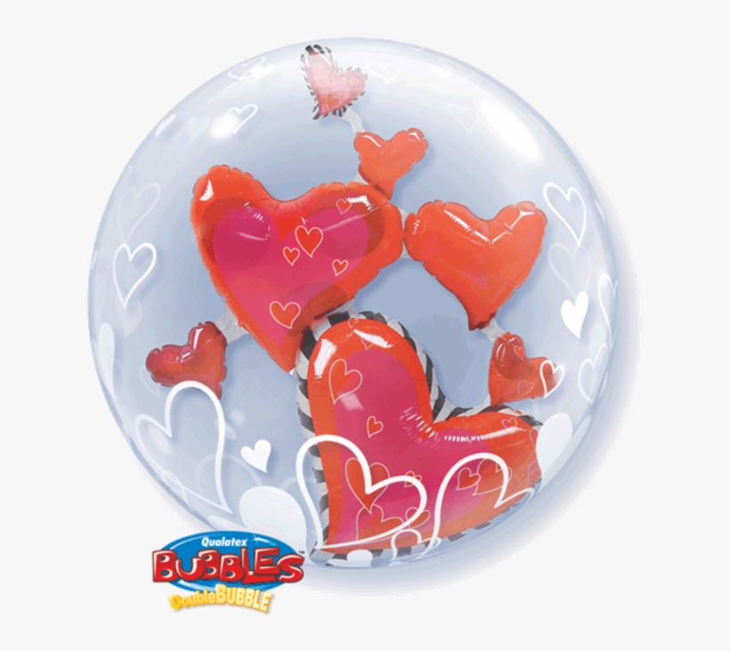 Lovely Floating Hearts 24r Double Bubble - Bubbles San Valentin Qualatex, transparent png download