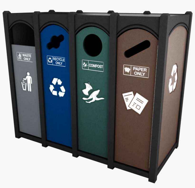 Quad Front Load Recycling Bin - Plywood, transparent png download