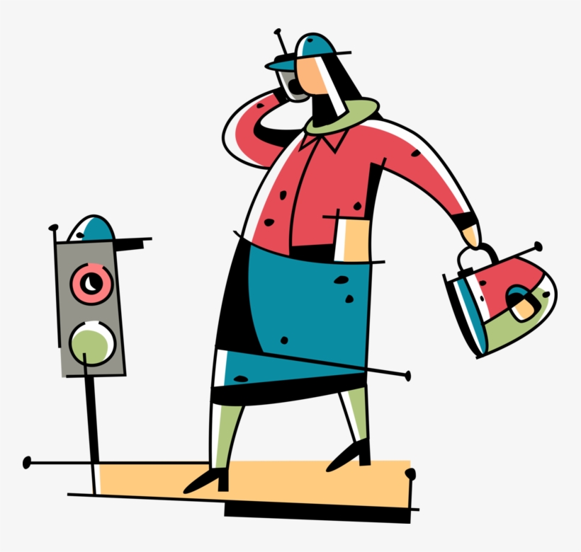 Vector Illustration Of Businesswoman Speaks On Mobile, transparent png download