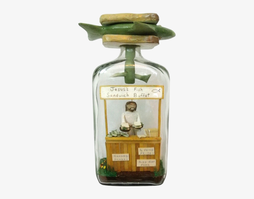 Jesus' Fish Sandwich Buffet - Glass Bottle, transparent png download