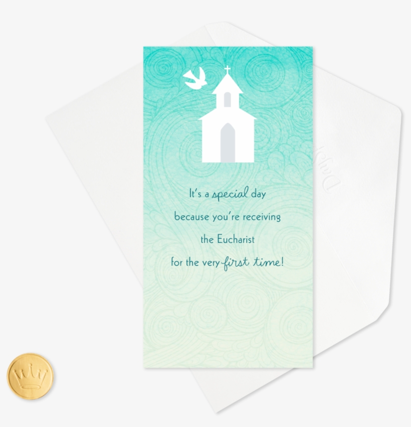 Church And Dove Money Holder First Communion Card - Paper, transparent png download