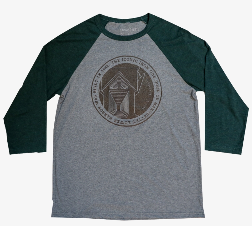 "ore Dock " Grey/emerald 3/4 Sleeve T-shirt (online - Long-sleeved T-shirt, transparent png download
