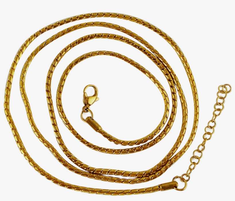 Stainless Steel Gold Plated Snake Ball Chain 80cm And - Spiral, transparent png download