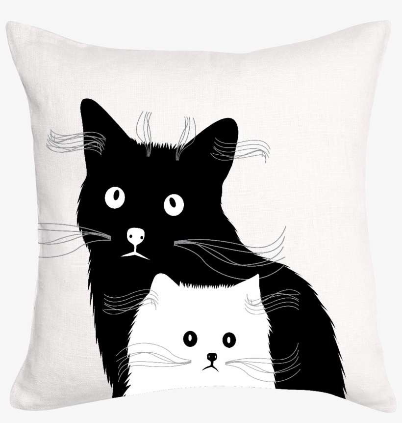 black and white cat cushions