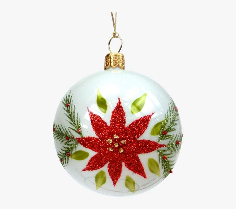 Glass Bauble White With Christmas Star, 7 Cm - Christmas Ornament, transparent png download