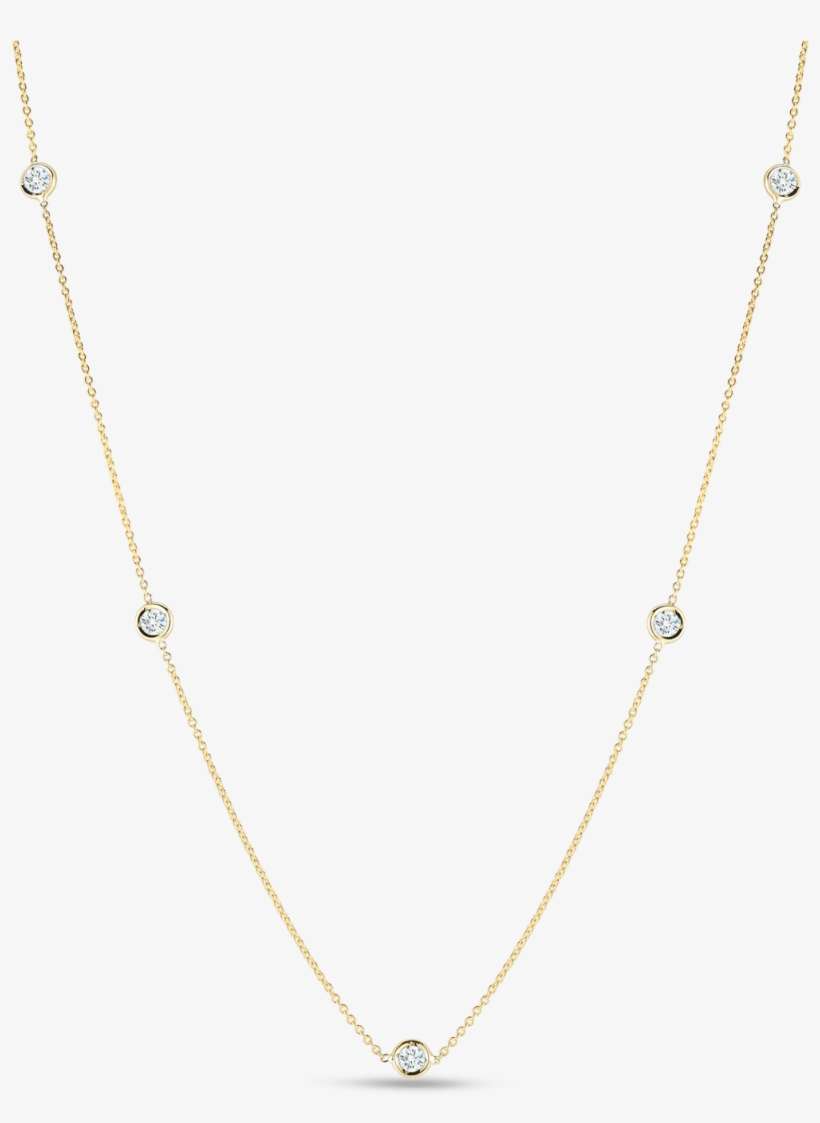 18kt Gold Necklace With 3 Diamond Stations - Necklace, transparent png download
