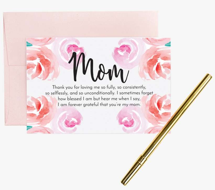 Thankful Mom” - Greeting Card - Garden Roses, transparent png download